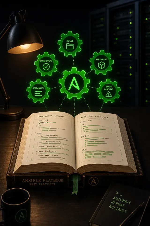 Terminal-style illustration for Ansible Playbook Best Practices: Writing Maintainable Infrastructure as Code