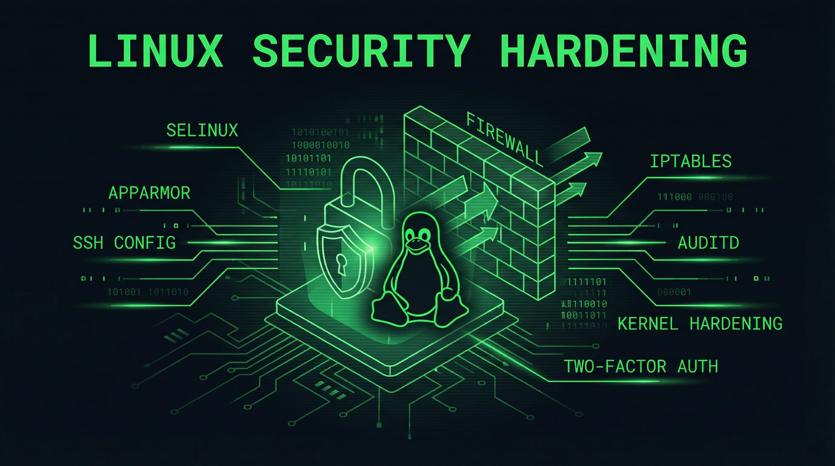 Linux security shield with lock icon representing server protection
