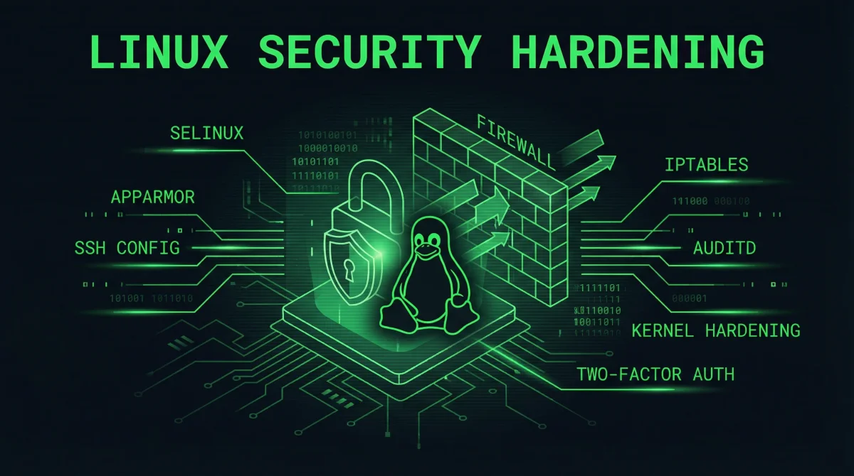 Linux security shield with lock icon representing server protection