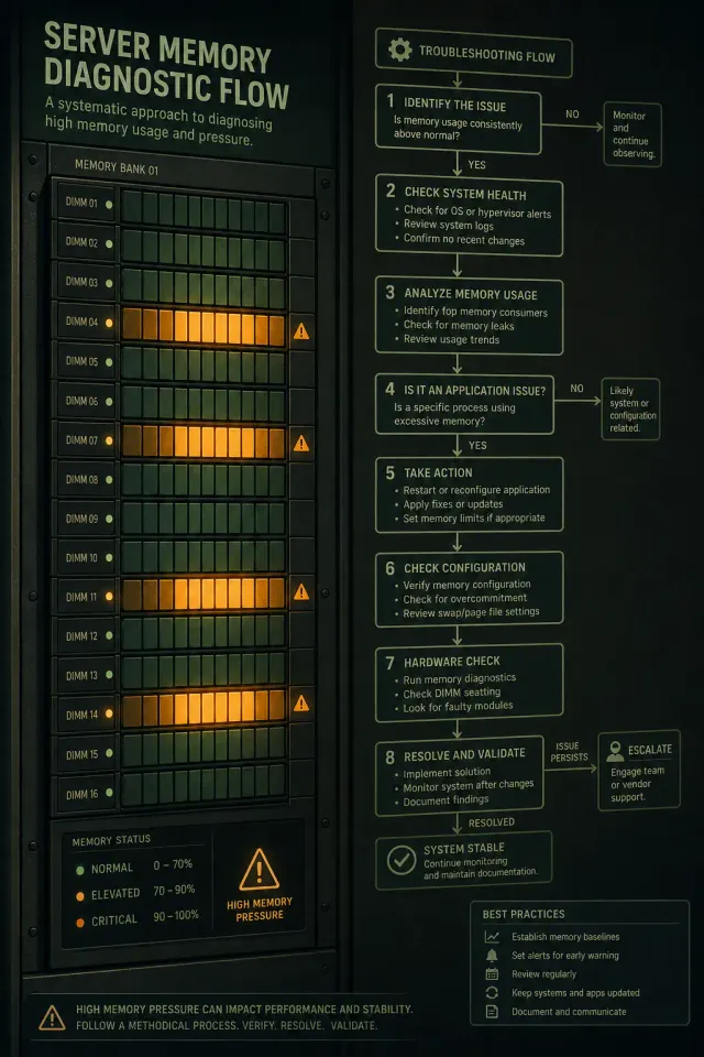 Terminal-style illustration for Out of Memory on Production: A Methodical Troubleshooting Workflow for Linux Servers