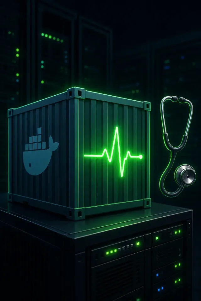 Terminal-style illustration for Docker Compose Health Checks: Ensuring Service Availability in Production