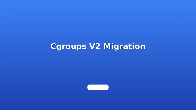 Terminal window showing cgroups v2 migration commands on a dark background