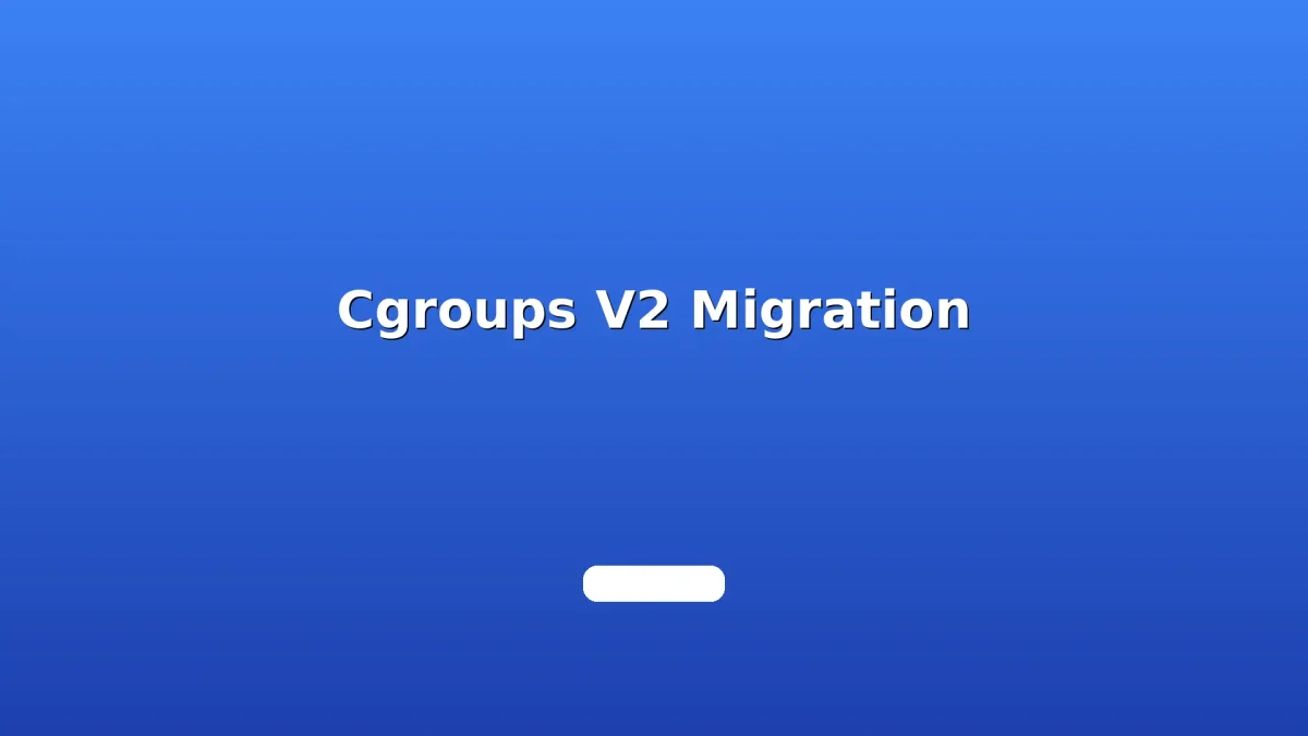 Terminal window showing cgroups v2 migration commands on a dark background