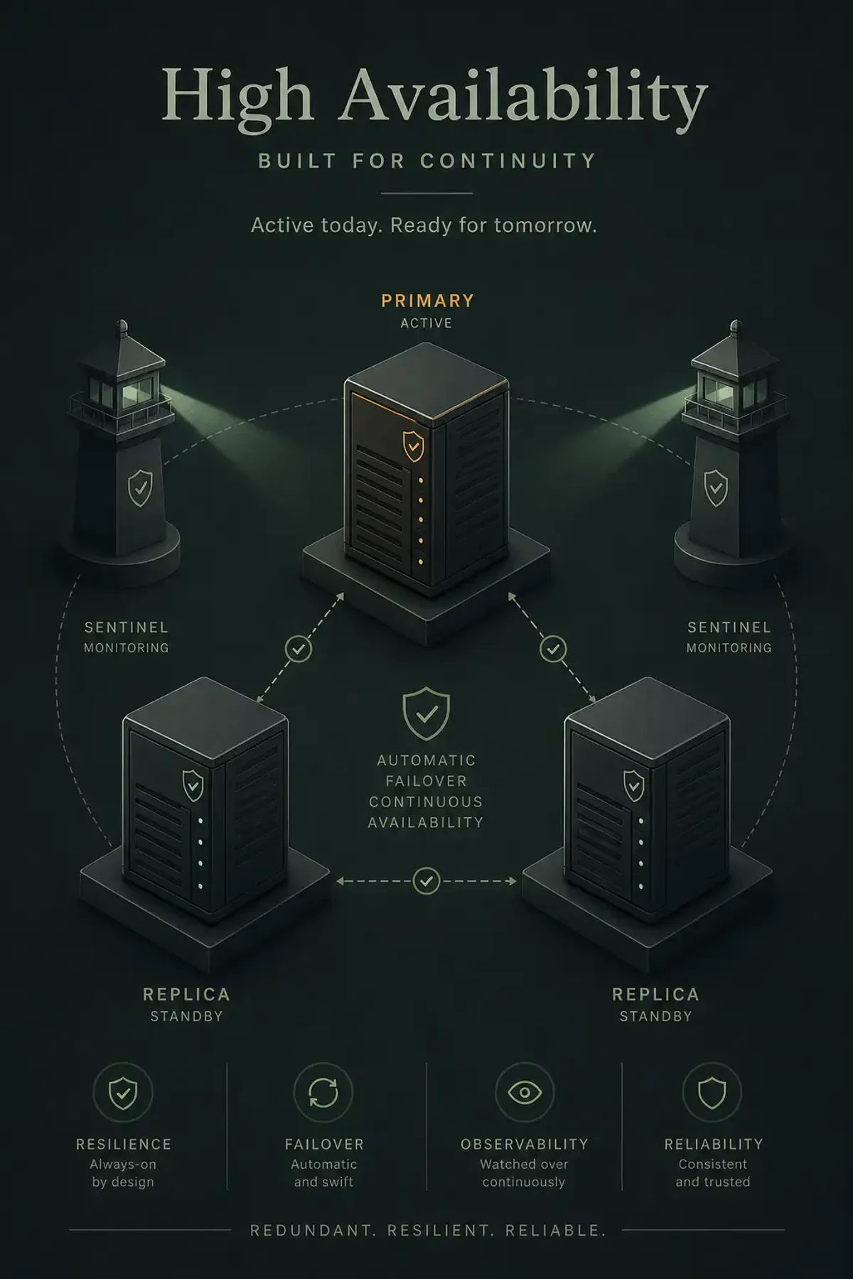 Terminal-style illustration for Redis Sentinel High Availability: Automatic Failover Configuration on Ubuntu