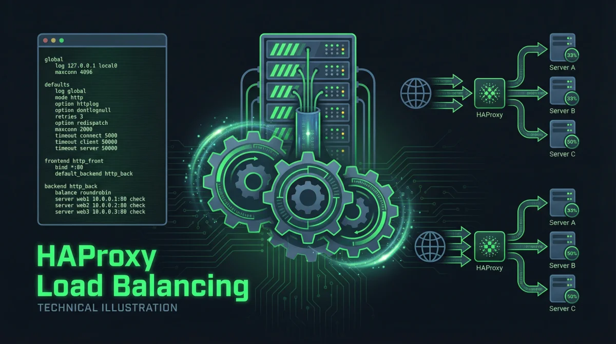HAProxy load balancer distributing traffic to multiple servers