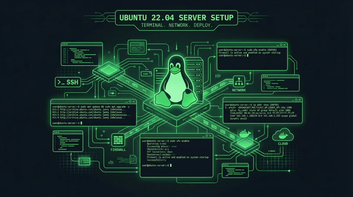 Ubuntu 22.04 LTS server terminal configuration screen
