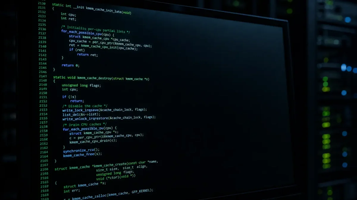 Linux kernel code being refactored showing modern C string functions replacing legacy strncpy calls