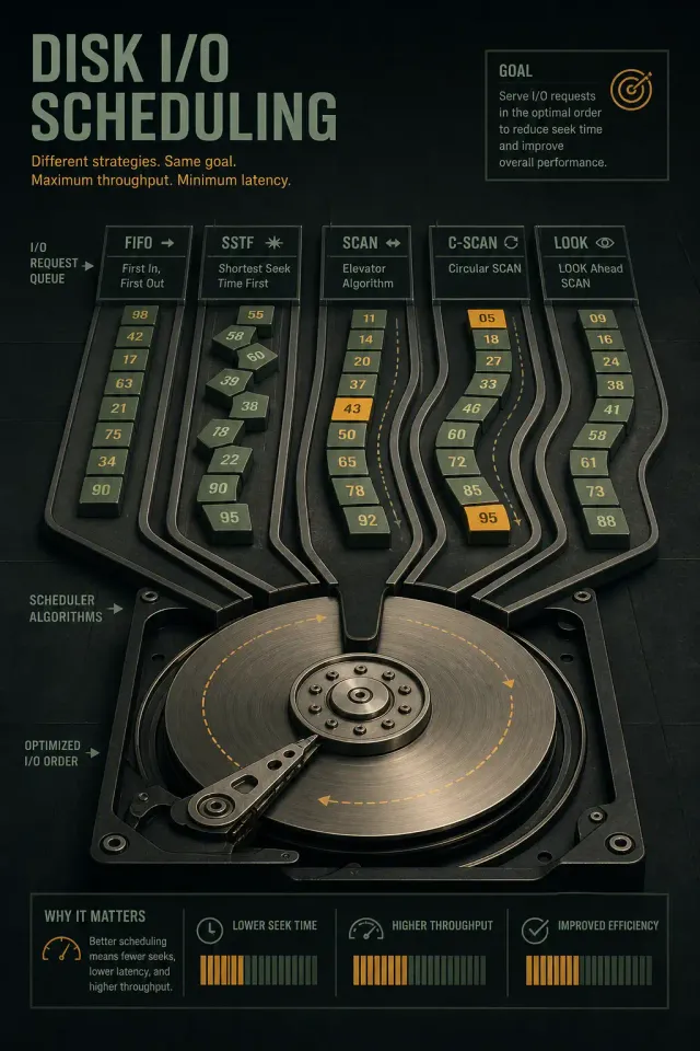 Terminal-style illustration for Linux I/O Scheduling: Choosing the Right Scheduler for Database and Web Servers