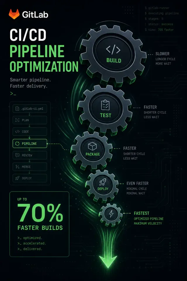 Terminal-style illustration for GitLab CI/CD Pipeline Optimization: Reducing Build Times by 70 Percent