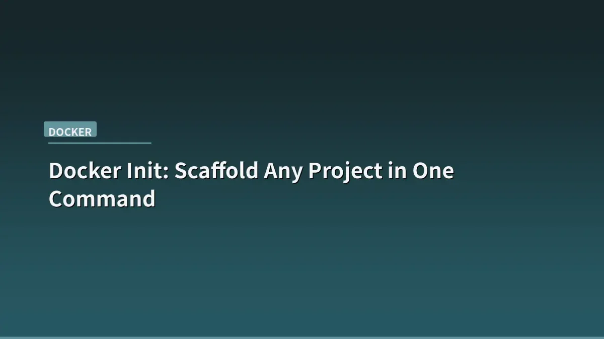 Terminal screen showing docker init command output with generated file structure
