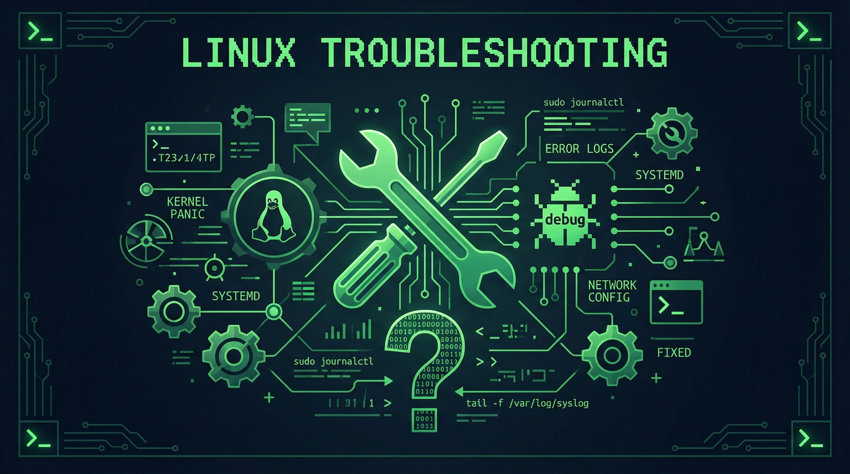 Linux terminal troubleshooting command interface