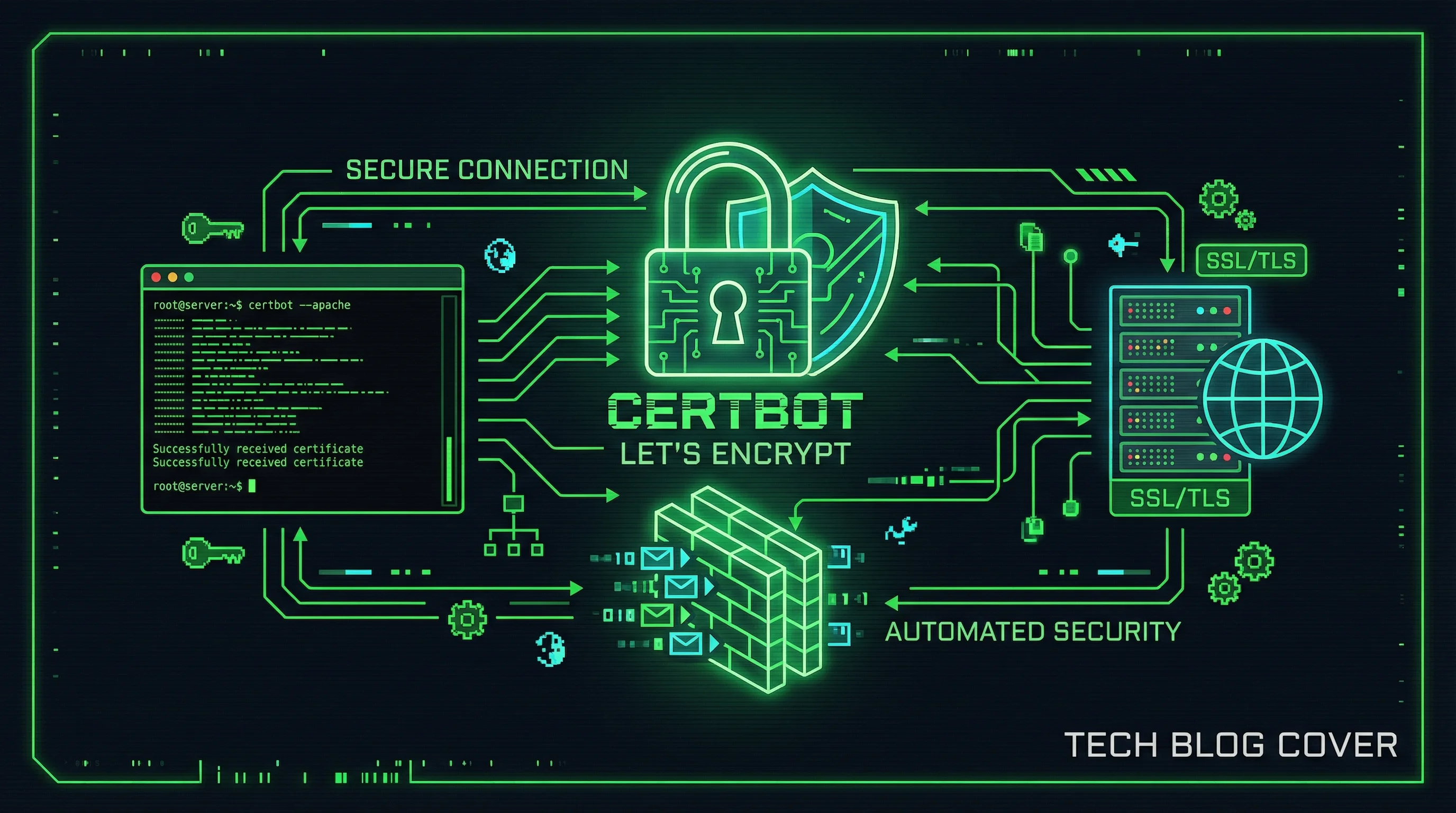 Let's Encrypt SSL certificates securing website connections with lock icons