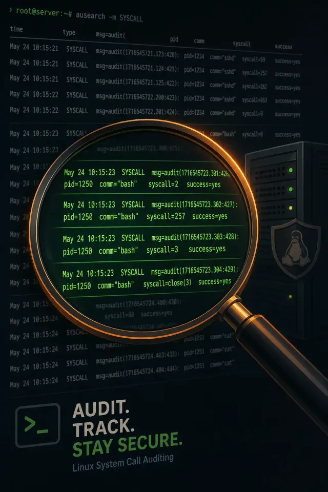 Terminal-style illustration for Linux Auditd Monitoring: Track Every System Call for Security Compliance