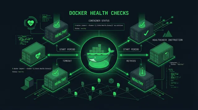 Docker container health status visualization with check marks